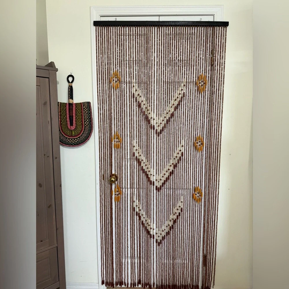 VINTAGE Wood beaded curtain BOHO HIPPIE doorway wall hang BRAND NEW 35x75 - Picture 5 of 5